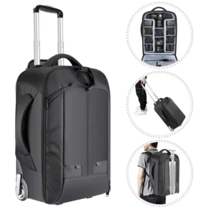 Custom Waterproof Travel Large Capacity Camera Video Roller Bag Digital Gear DSLR Camera Bag With Wheels Trolley Camera Backpack
