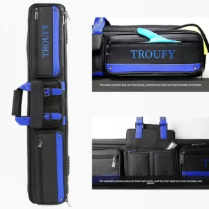 TROUFY High Quality PU Nine-Piece Cue Bag Case 8-Holes 3 Colors Waterproof Wear-Resistant Fashionable Pool Snooker Case Boxed