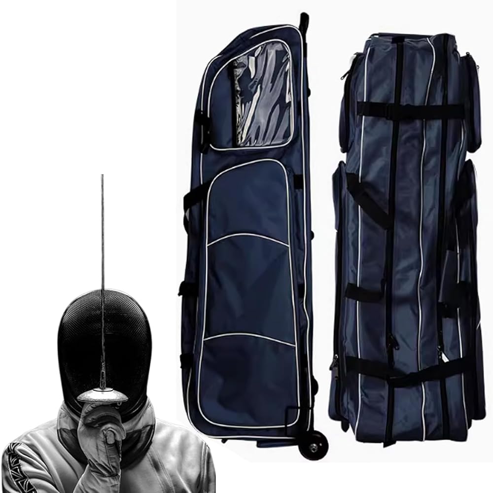 Fencing Roller Bag, Fencing Equipment Roller Storage Bag, Adult and Child Fencing Bag, Fencing Suit Pull Rod Type Sword Bags for Foil/Epee/Saber Mask, Waterproof Oxford Fabric